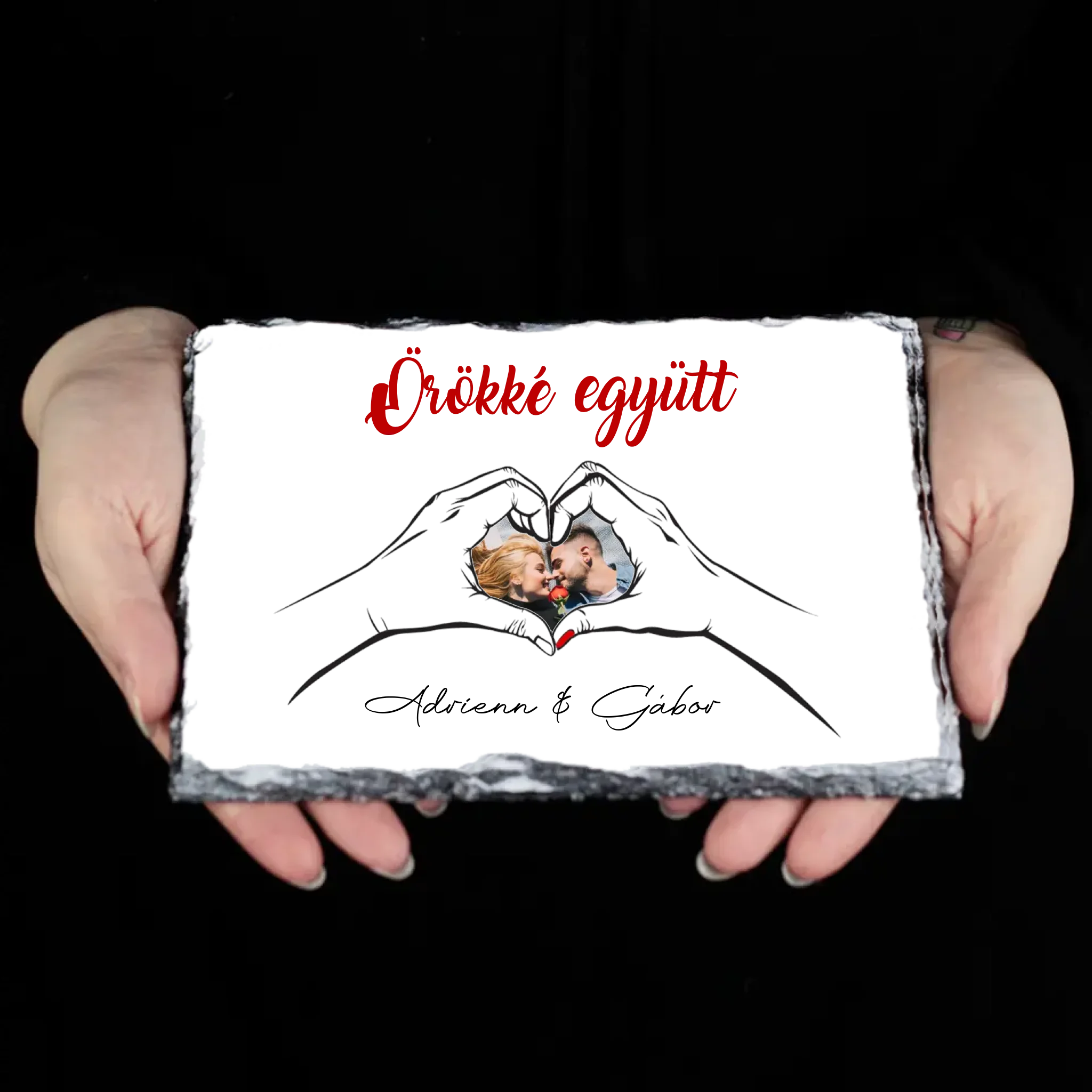 Örökké együtt egyedi képes Valentin napi gránitlap pároknak