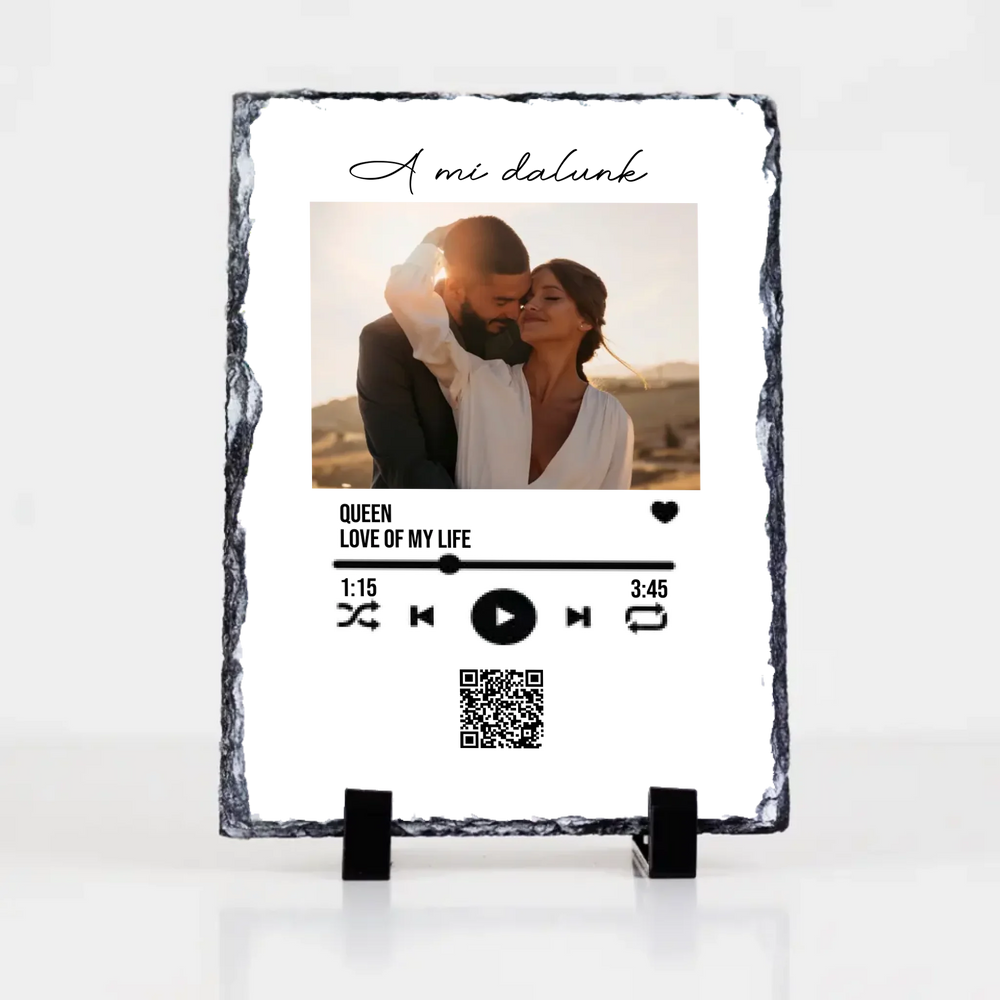 A Mi dalunk -Gránitlap szerkeszthető QR kóddal Valentin napra