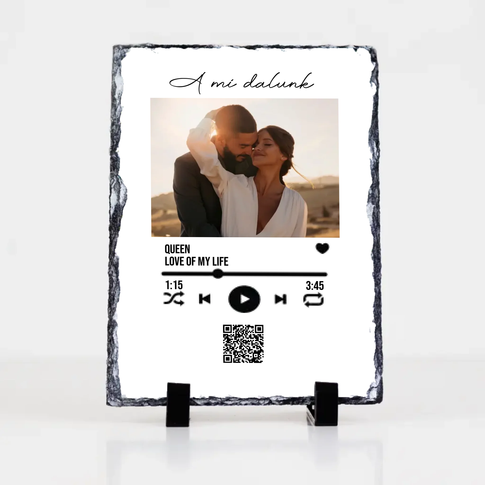 A Mi dalunk -Gránitlap szerkeszthető QR kóddal Valentin napra