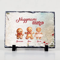 Karácsonyi ajándék gránitlap nagymamáknak választható mézeskalács figurákkal