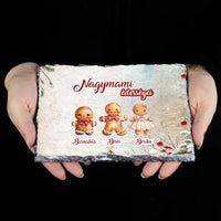 Karácsonyi ajándék gránitlap nagymamáknak választható mézeskalács figurákkal