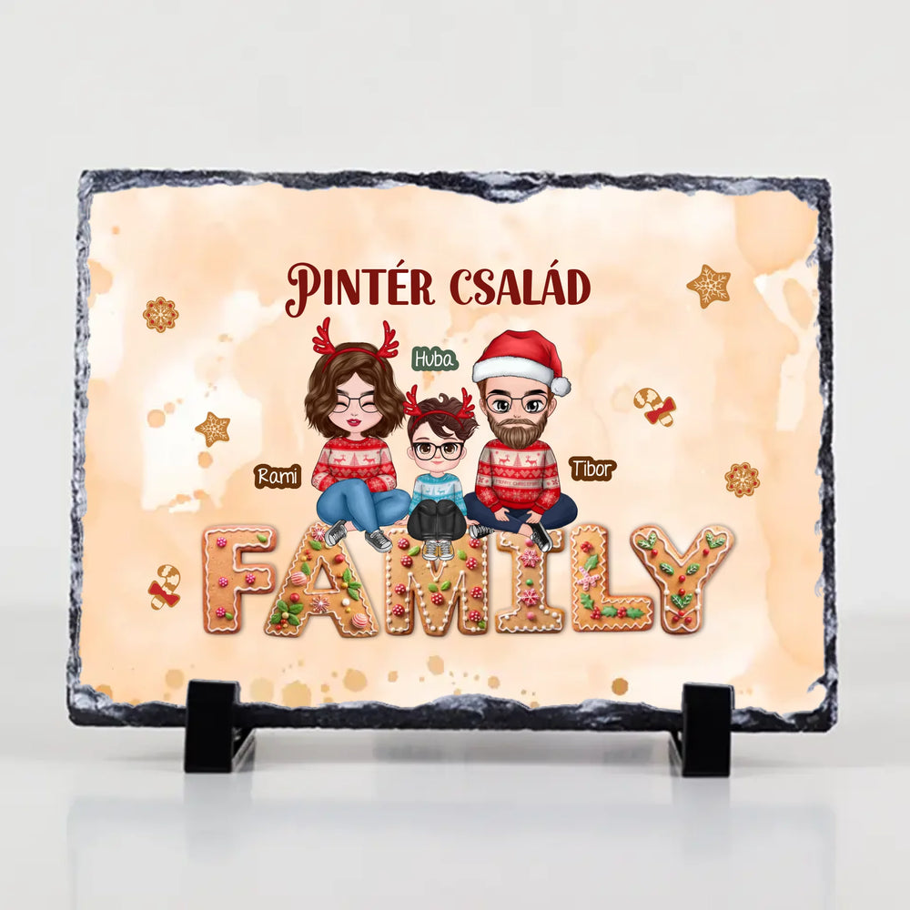 Karácsonyi gránitlap szerkeszthető karakterekkel az egész Családnak