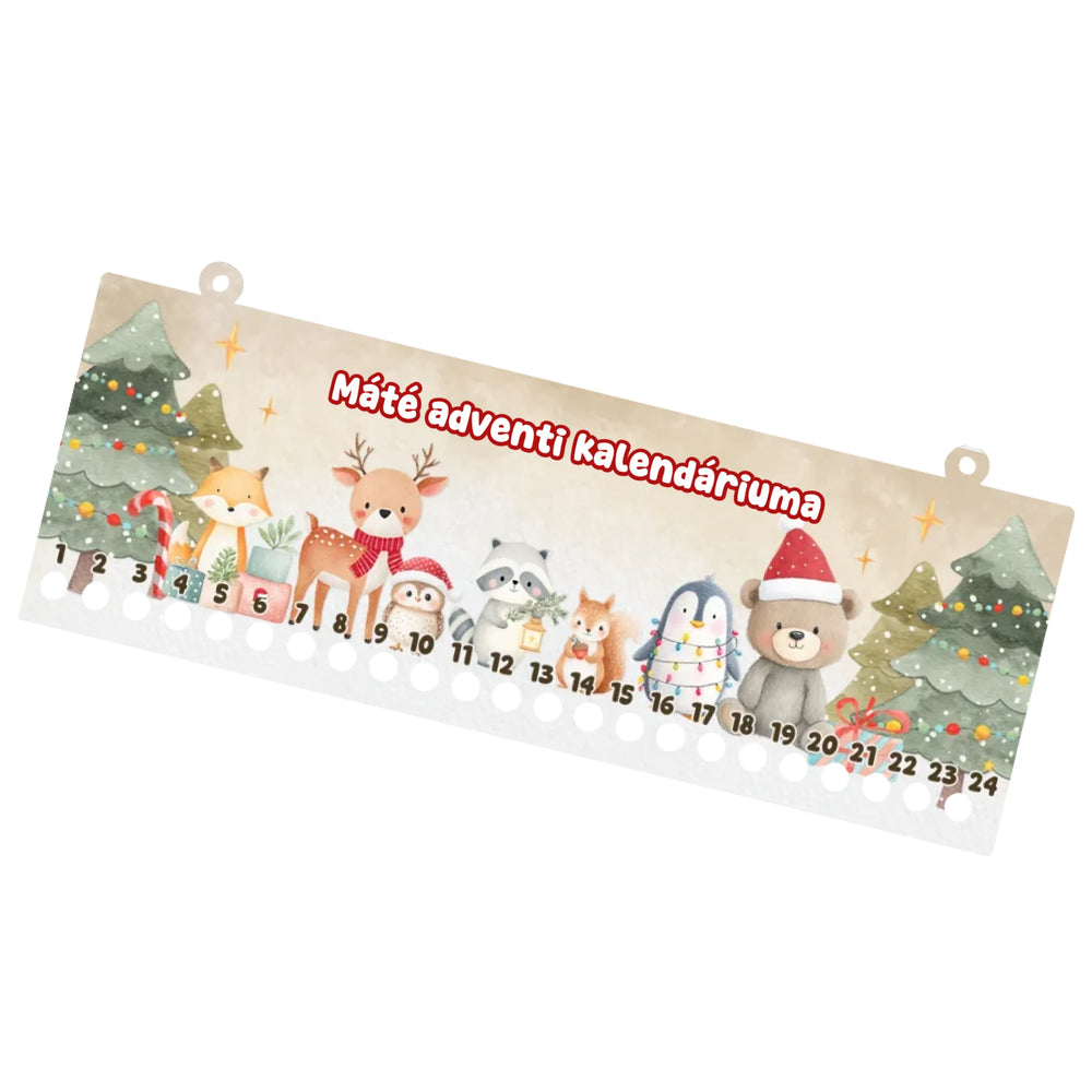 Karácsonyi adventi kalendárium erdei állatokkal gyerekeknek - saját névvel