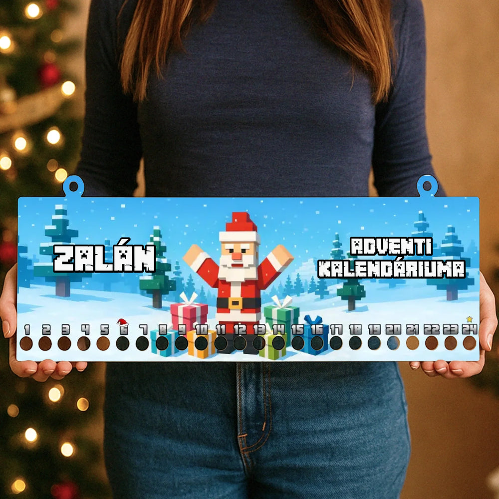 Minecraft stílusú adventi kalendárium gyerekeknek - egyedi névvel