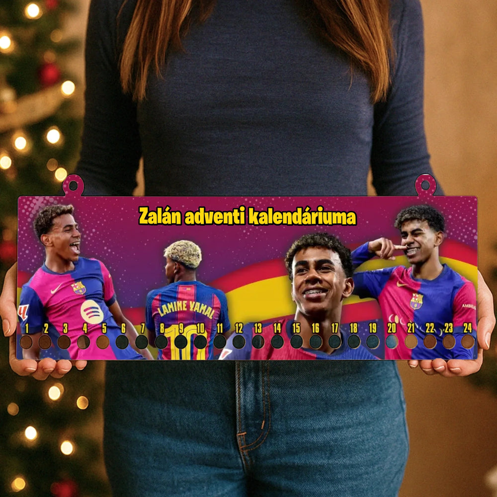 Lamine Yamal adventi kalendárium - saját névvel