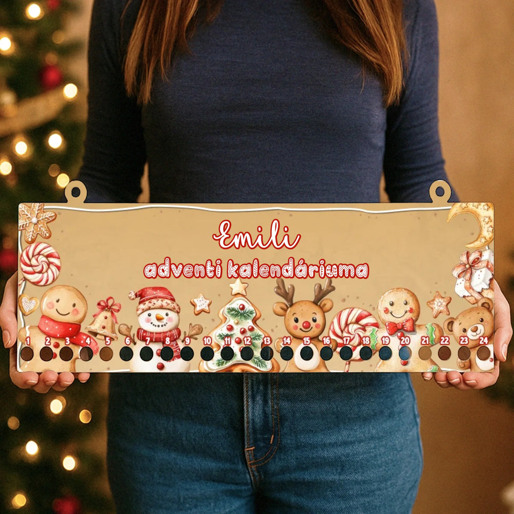 Egyedi névre szóló mézeskalács adventi kalendárium gyerekeknek