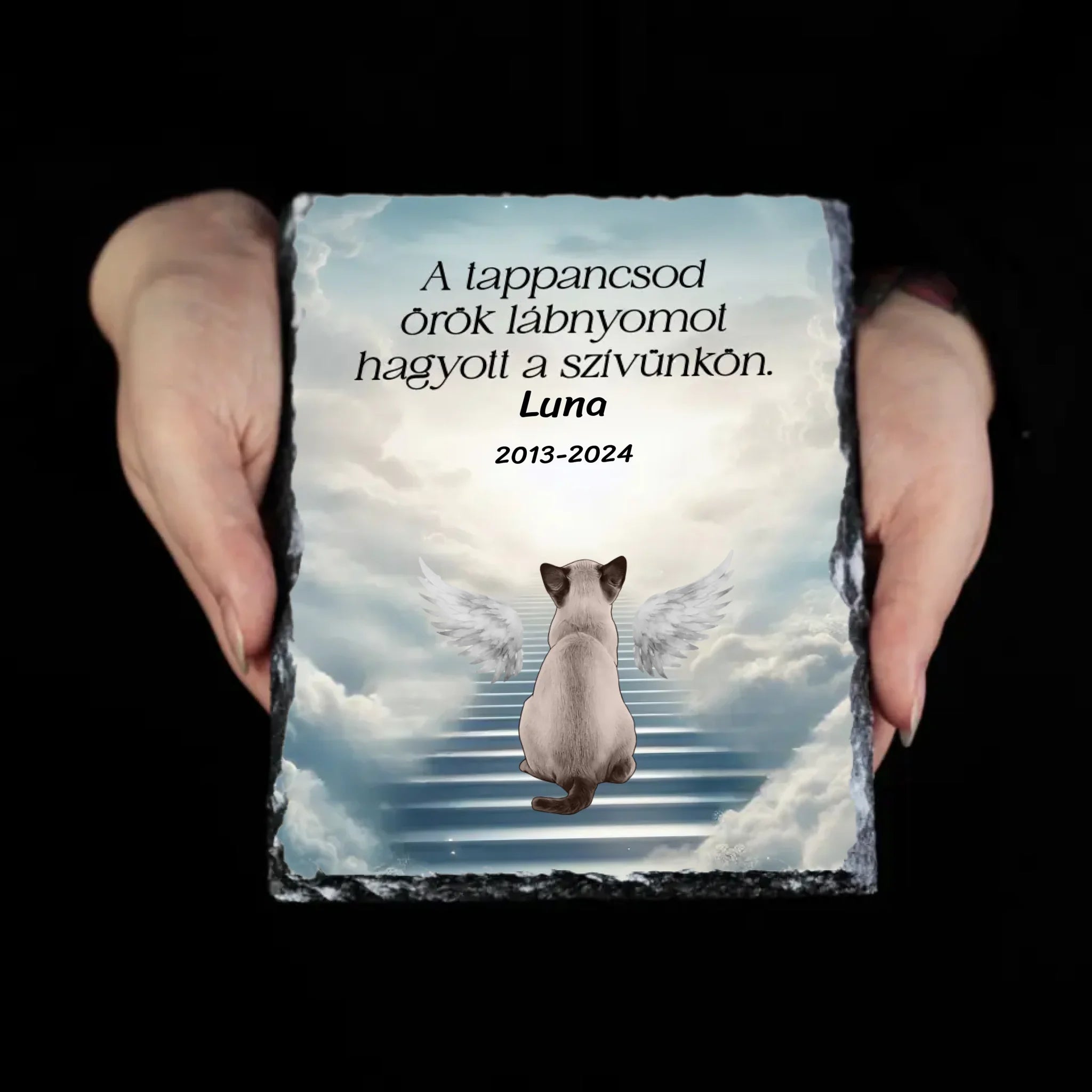 Örök tappancsnyom gránitlap cicával