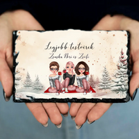 Egyedi karácsonyi gránitlap Nővéreknek szerkeszthető karakterekkel