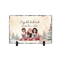 Egyedi karácsonyi gránitlap Nővéreknek szerkeszthető karakterekkel