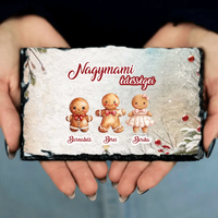 Karácsonyi ajándék gránitlap nagymamáknak választható mézeskalács figurákkal