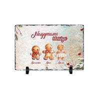 Karácsonyi ajándék gránitlap nagymamáknak választható mézeskalács figurákkal