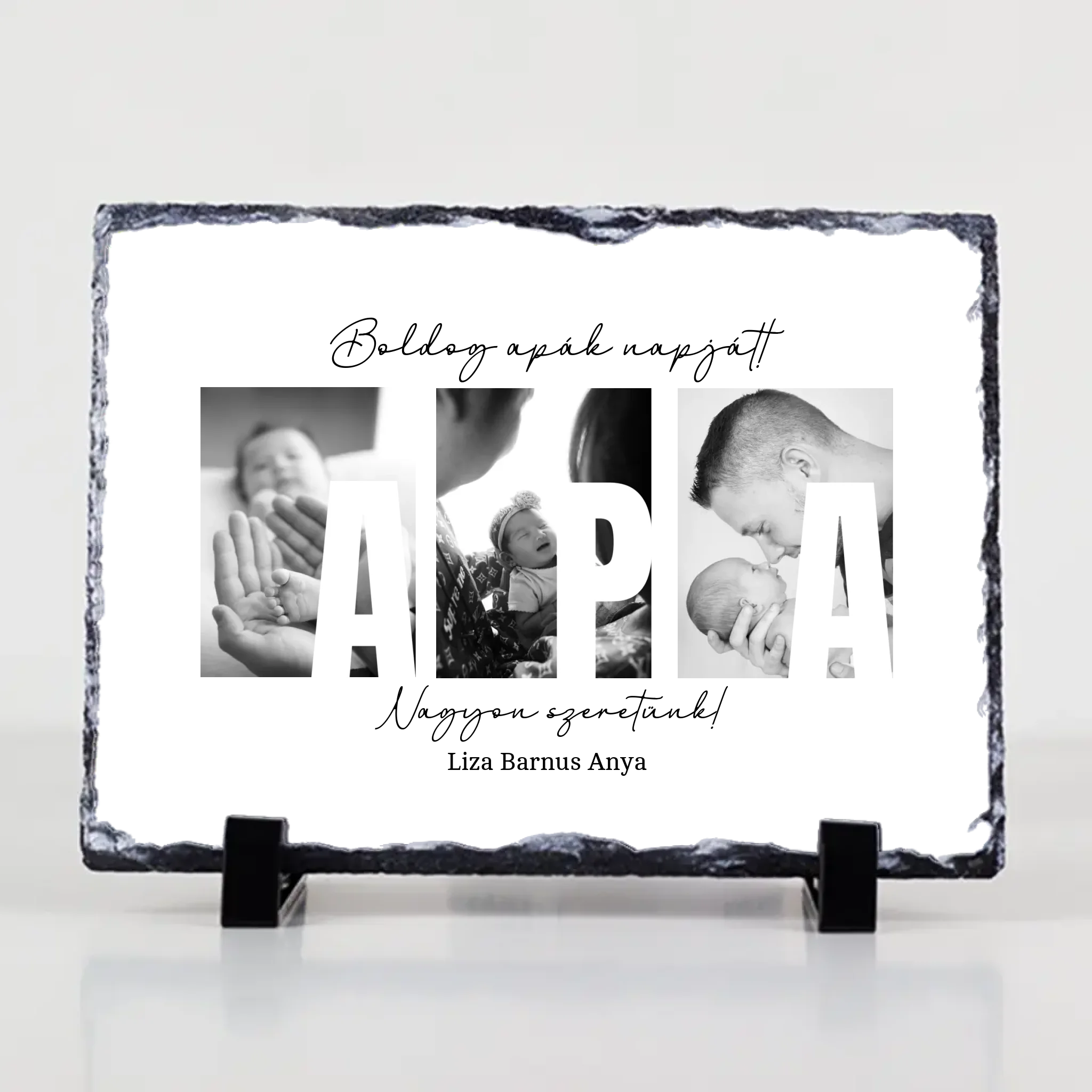 Ajándék Apáknak - Egyedi képes Apa szeretünk gránitlap