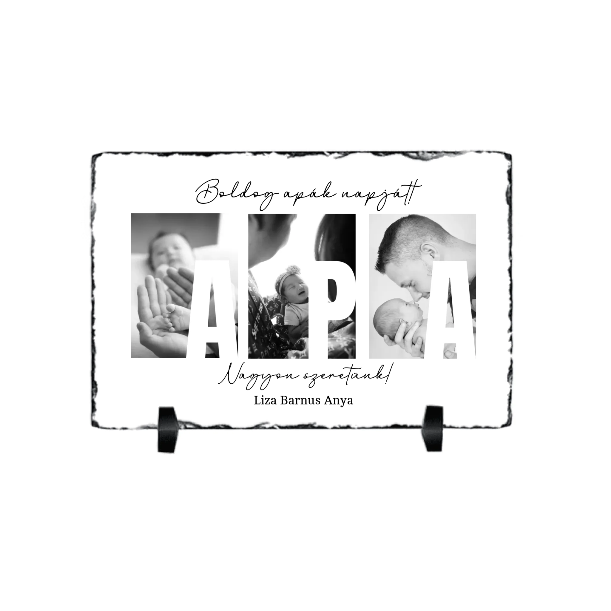 Ajándék Apáknak - Egyedi képes Apa szeretünk gránitlap