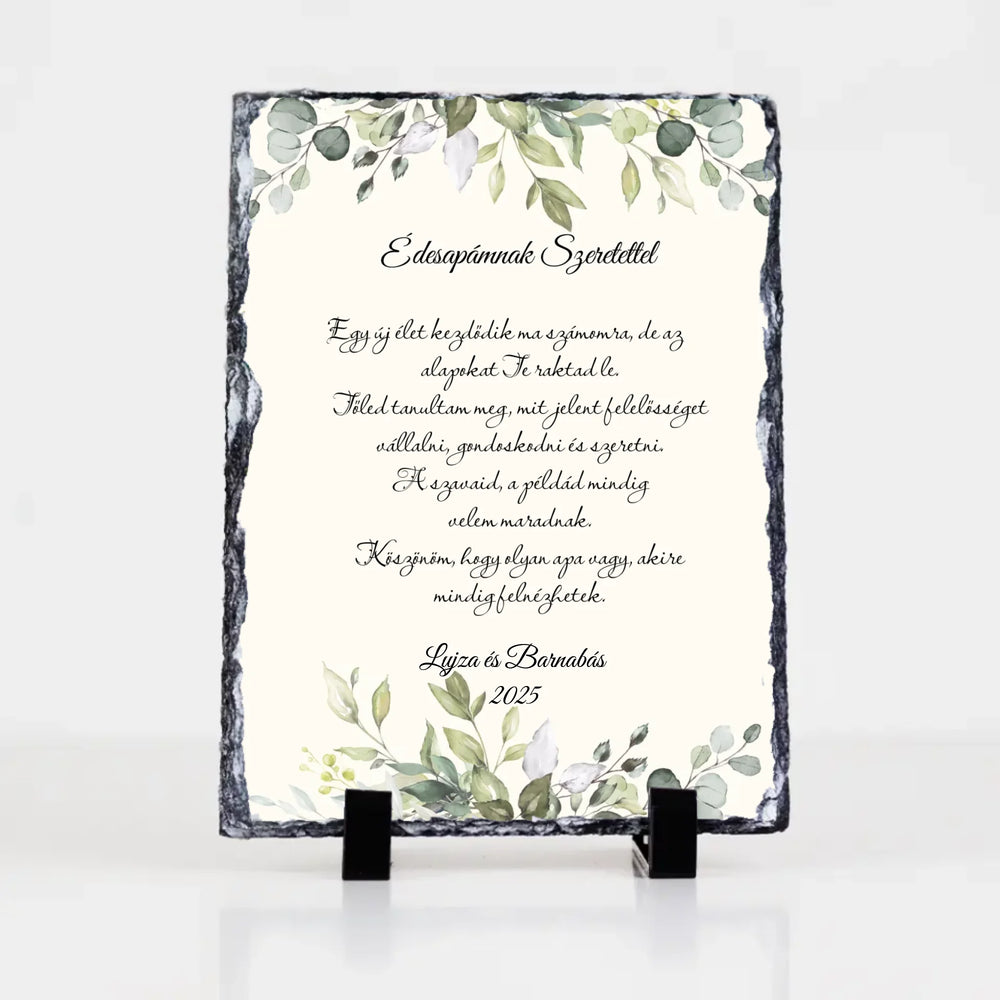 Édesapámnak Szeretettel gránitkép - egyedi feliratos esküvői köszönőajándék Apukáknak