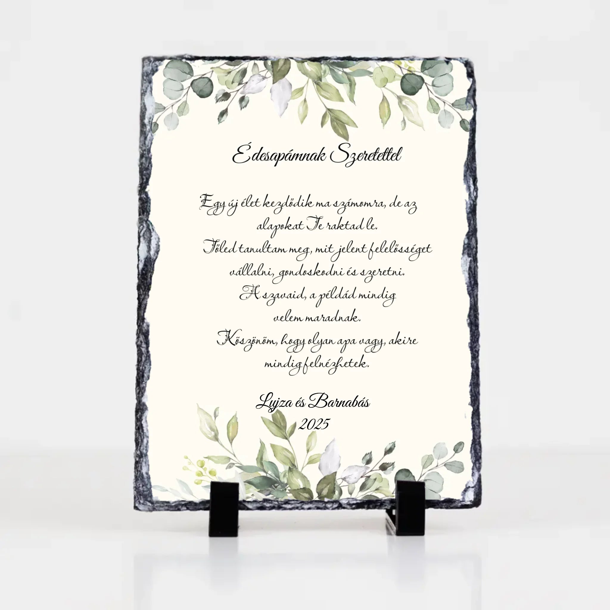 Édesapámnak Szeretettel gránitkép - egyedi feliratos esküvői köszönőajándék Apukáknak