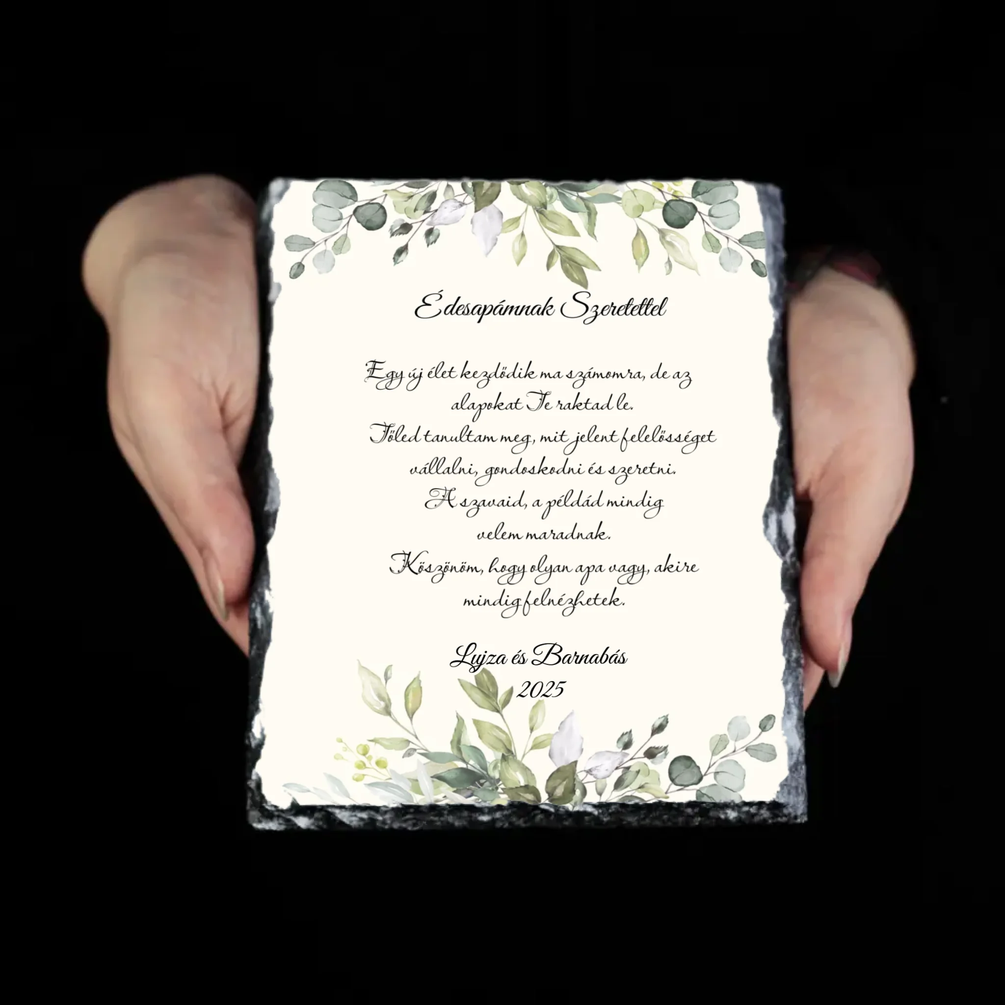 Édesapámnak Szeretettel gránitkép - egyedi feliratos esküvői köszönőajándék Apukáknak