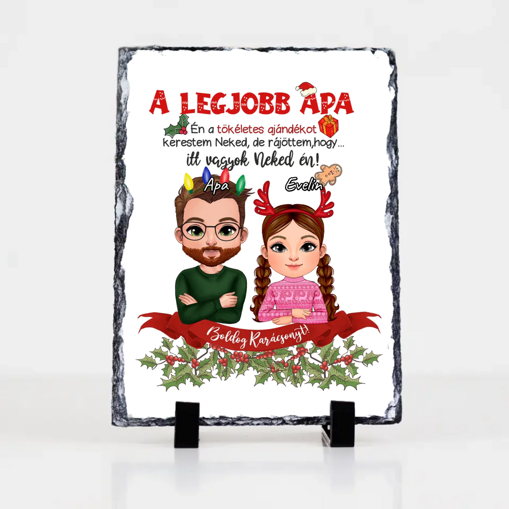 A tökéletes karácsonyi ajándékot kerestem gránitlap Apa lánya karakterrel