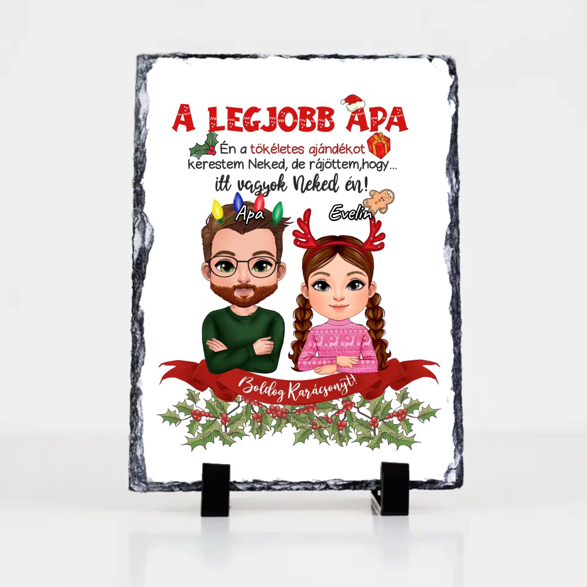 A tökéletes karácsonyi ajándékot kerestem gránitlap Apa lánya karakterrel