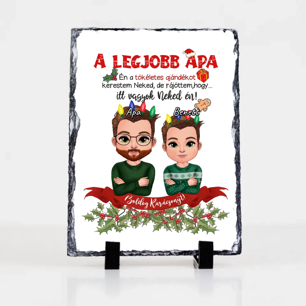A tökéletes karácsonyi ajándékot kerestem gránitlap Apa fia karakterrel