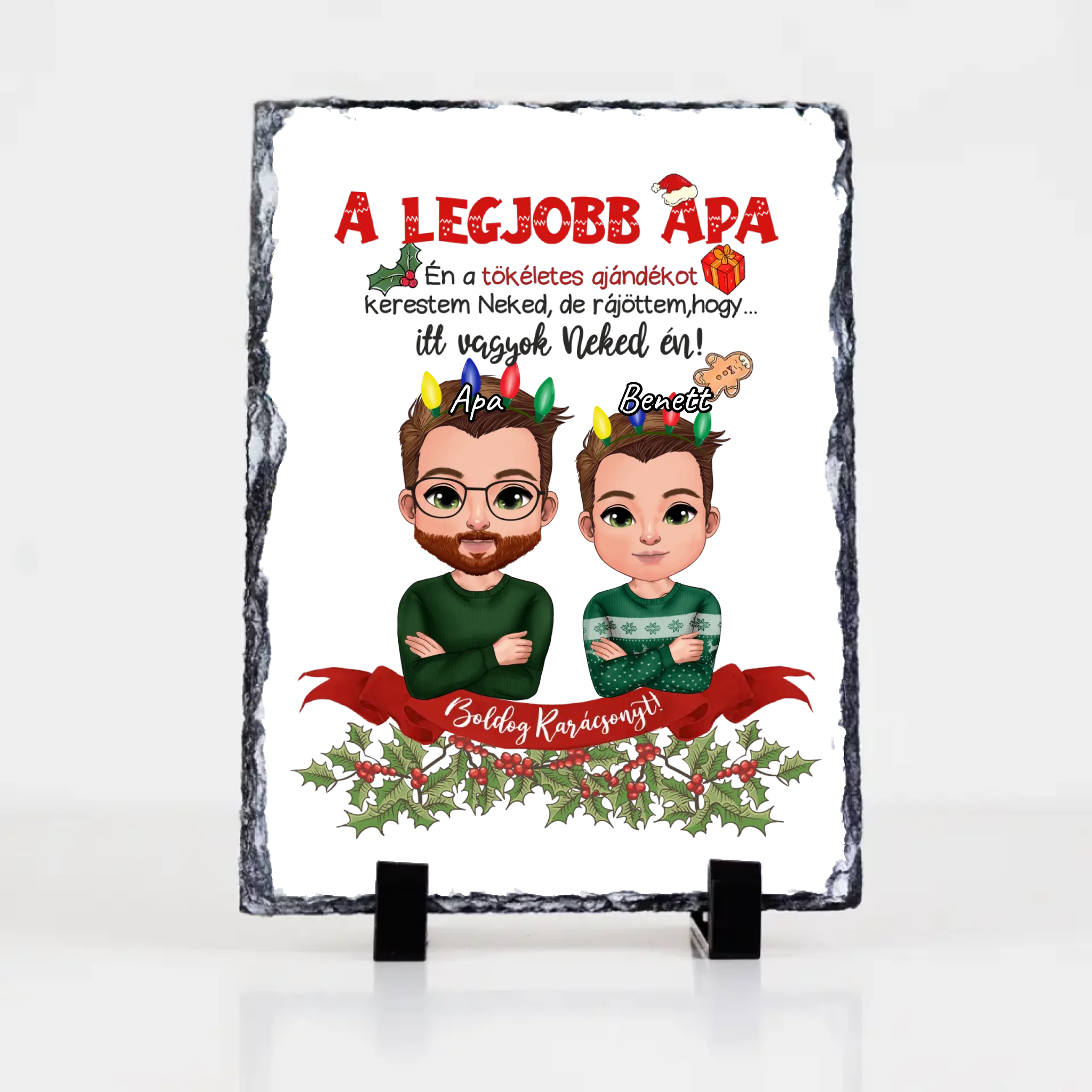 A tökéletes karácsonyi ajándékot kerestem gránitlap Apa fia karakterrel