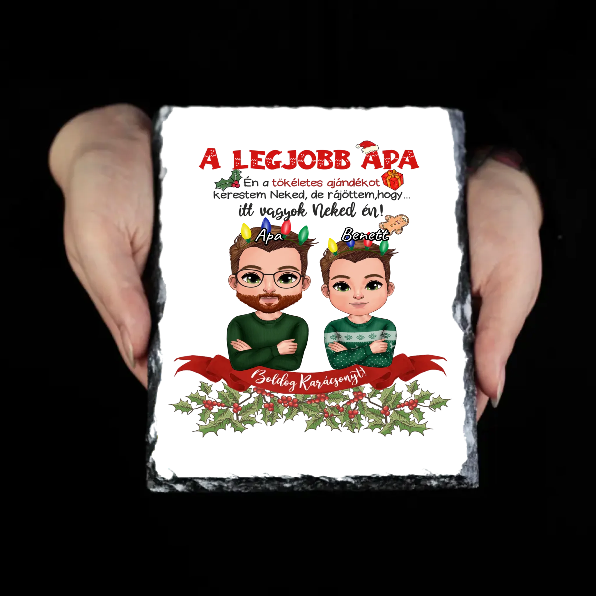 A tökéletes karácsonyi ajándékot kerestem gránitlap Apa fia karakterrel