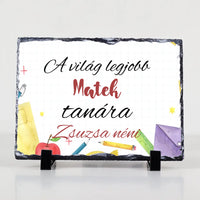 A világ legjobb tanára szerkeszthető ajándék gránitlap pedagógusoknak
