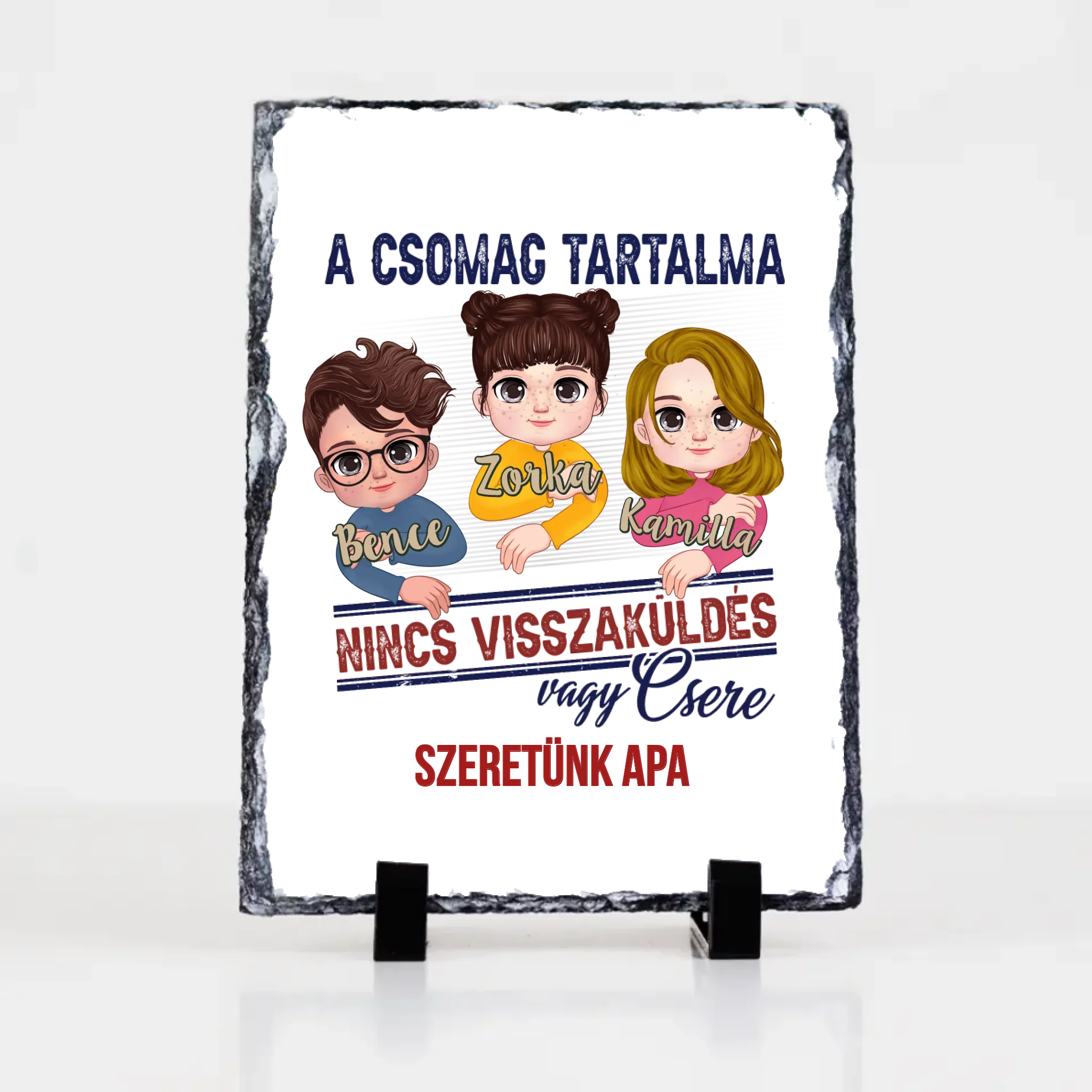 A csomag tartalma-szerkeszthető karakteres vicces apák napi ajándék gránitkép