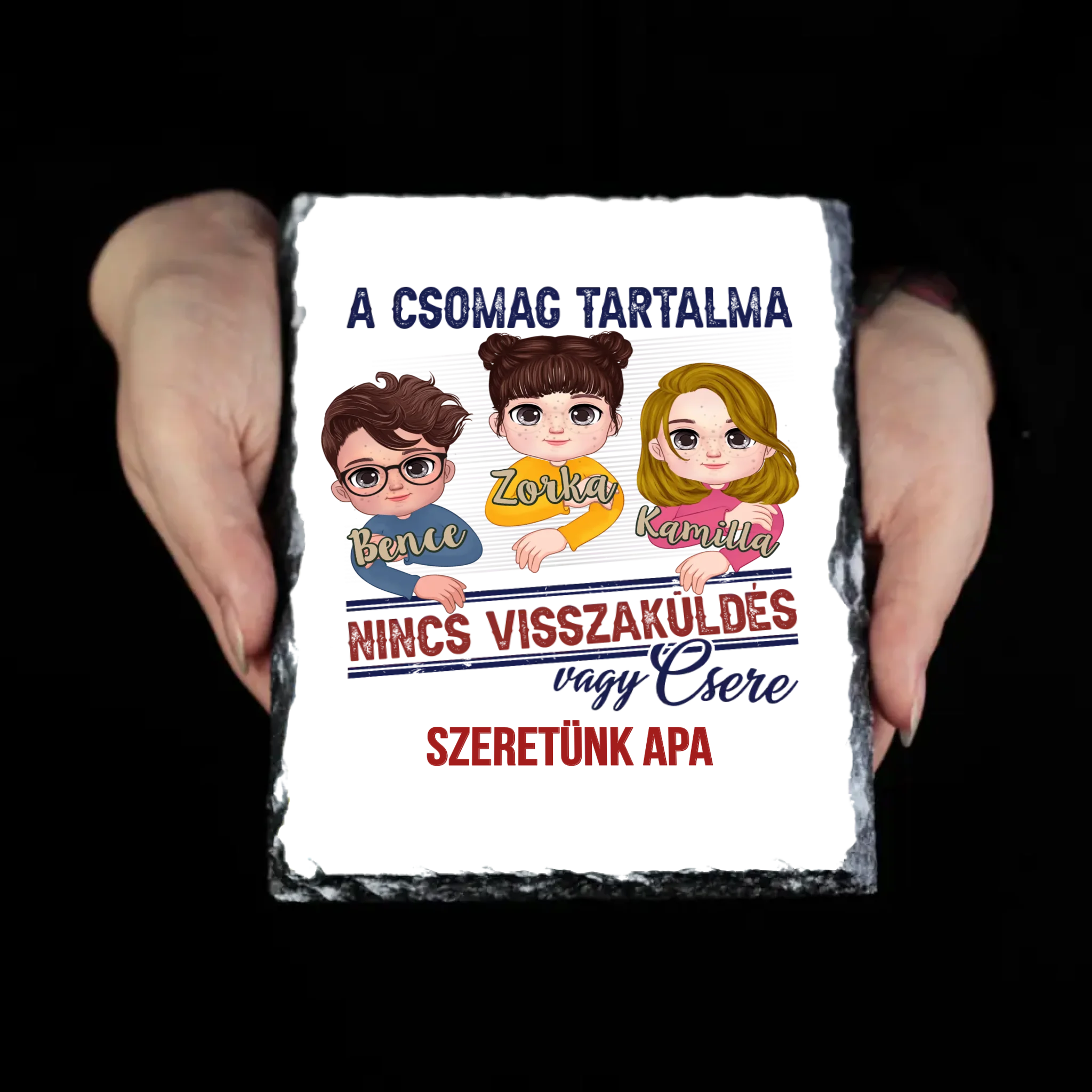 A csomag tartalma-szerkeszthető karakteres vicces apák napi ajándék gránitkép