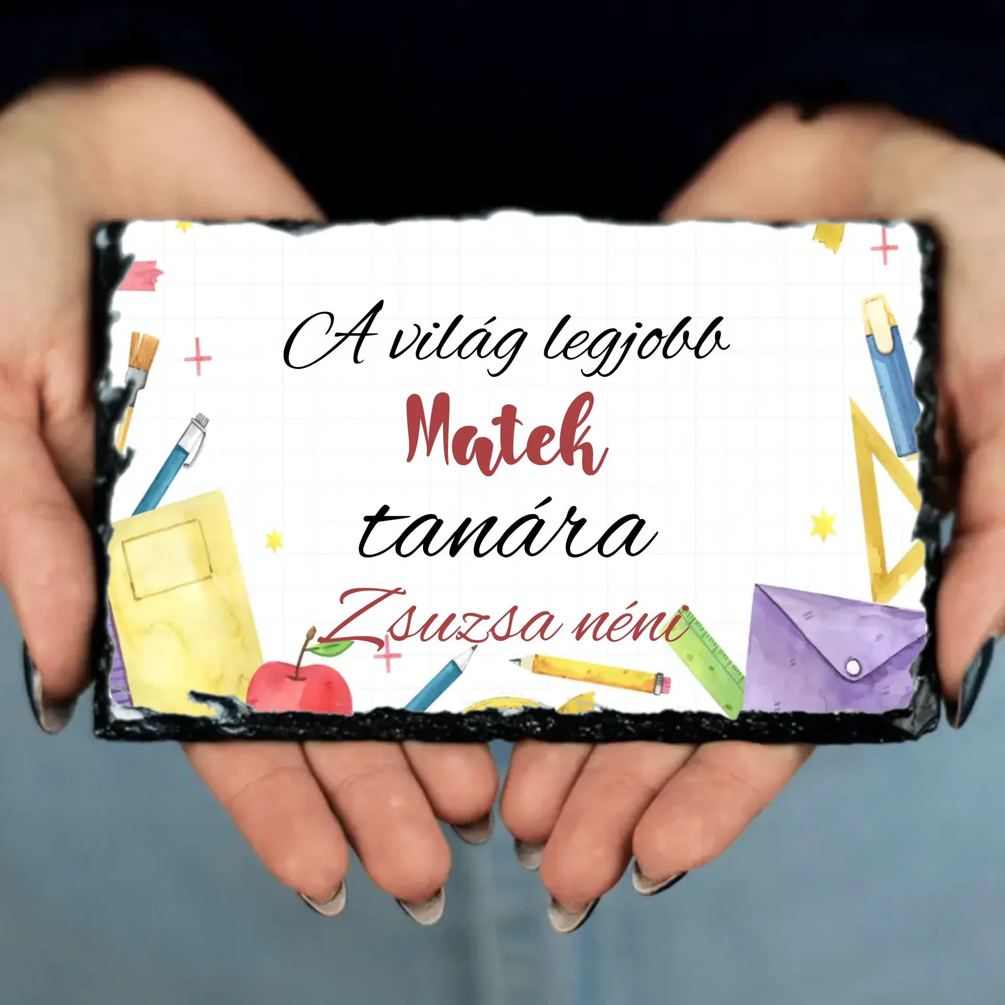 A világ legjobb tanára szerkeszthető ajándék gránitlap pedagógusoknak