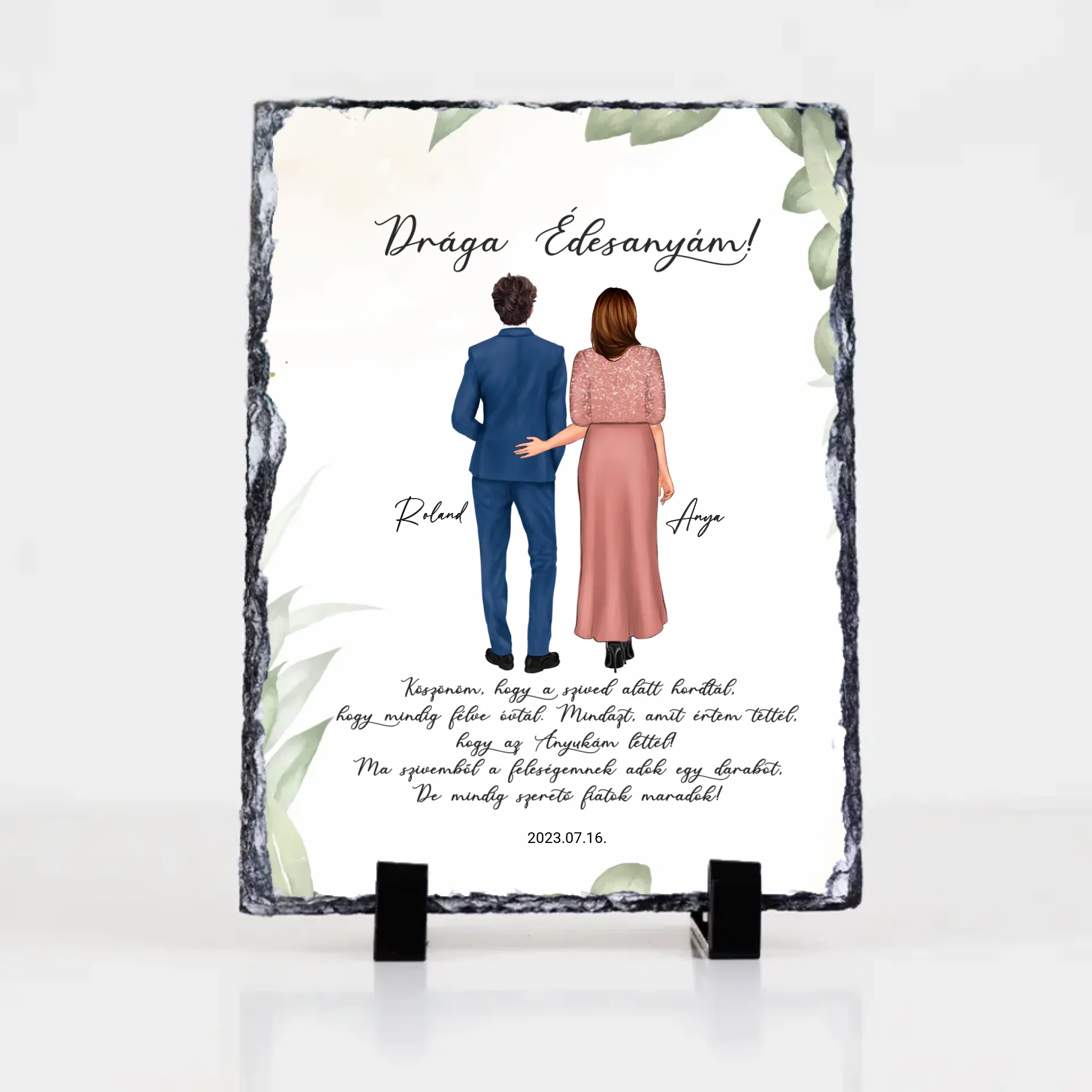 Drága Édesanyám gránitkép - személyre szabható esküvői köszönőajándék anyukáknak fiútól