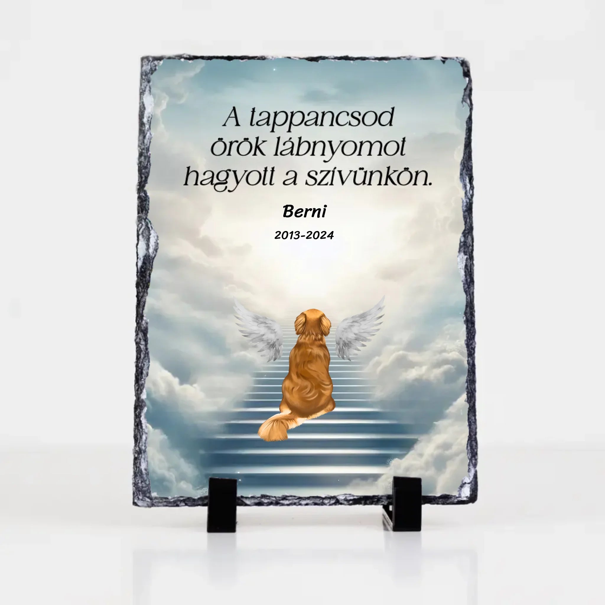 Örök tappancsnyom gránitlap kutyussal