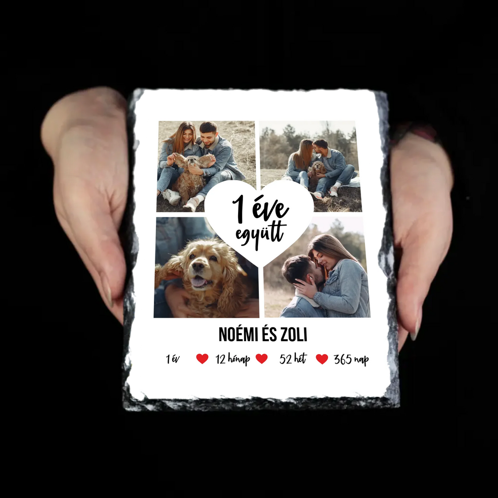 Évfordulós fotókollázs gránitkép XL