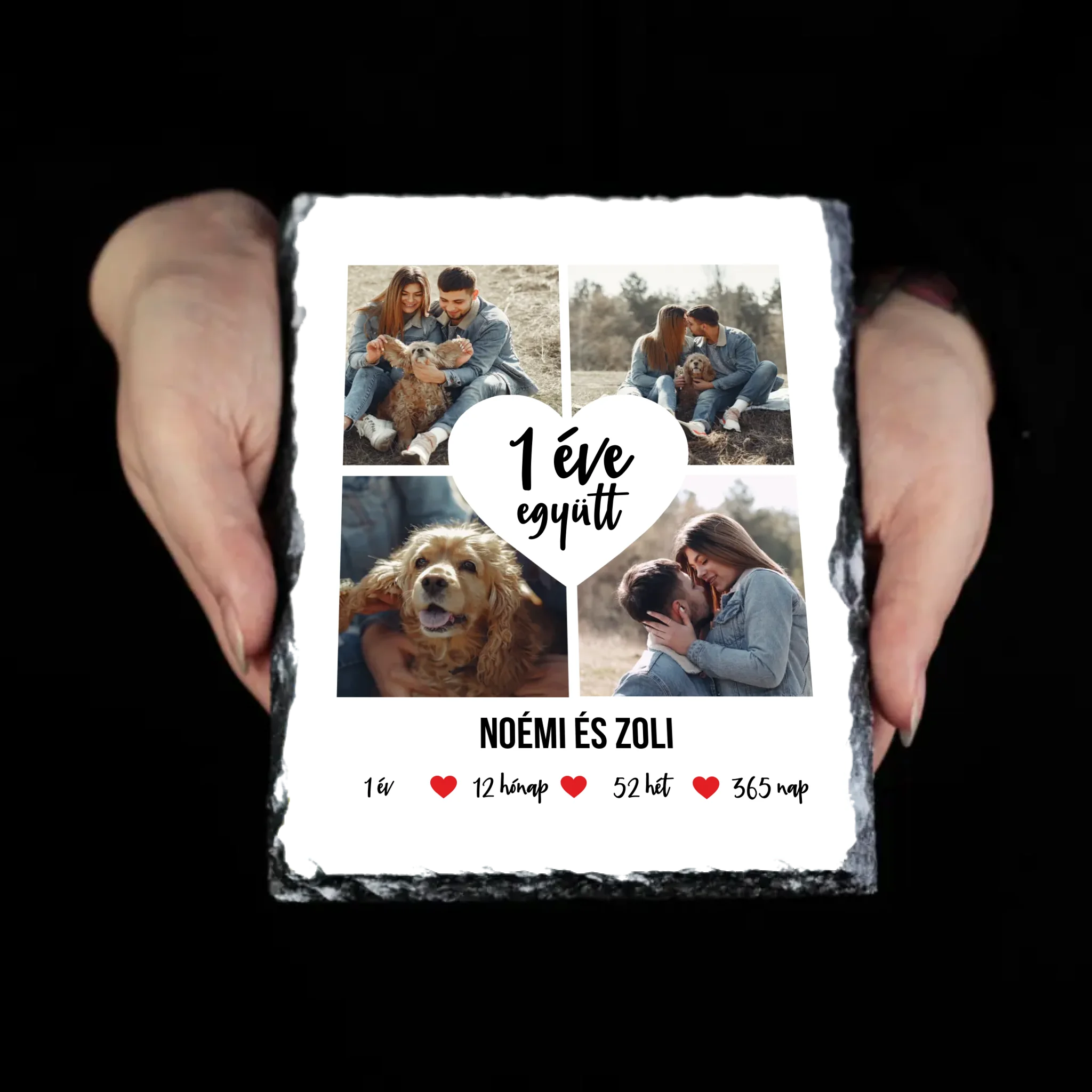 Évfordulós fotókollázs gránitkép XL