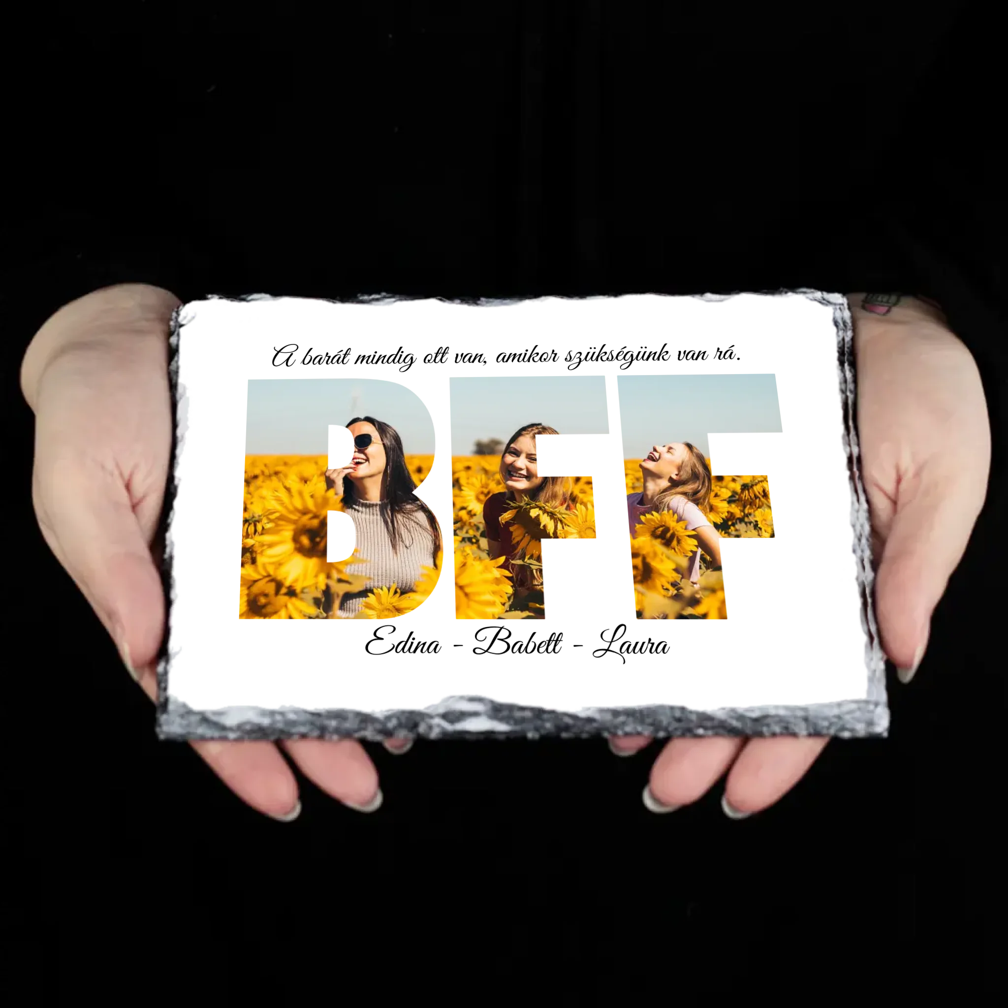 BFF feliratos gránitlap XL