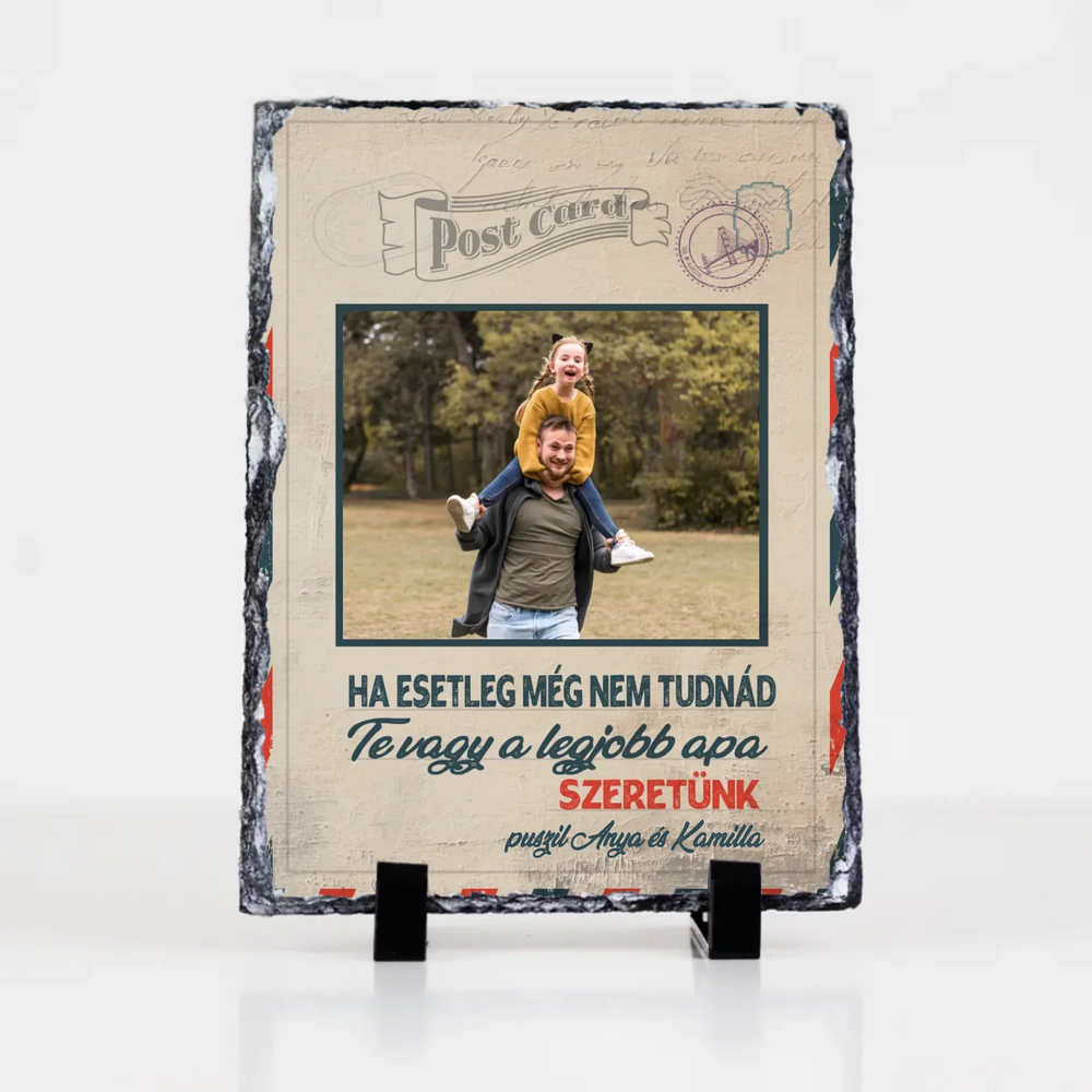 Egyedi apák napi ajándék apáknak - Te vagy a legjobb apa gránitlap XL