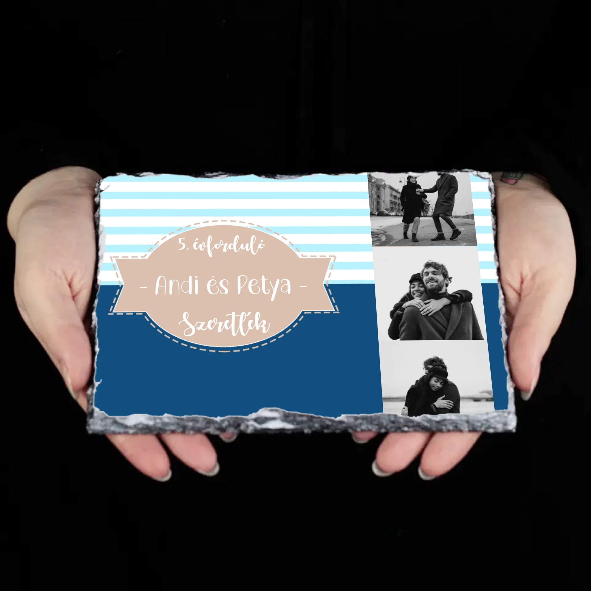 Egyedi fényképes gránitlap 3 képpel