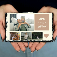 Egyedi fényképes gránitlap apák napjára 4 képpel és felirattal