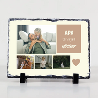 Egyedi fényképes gránitlap apák napjára 4 képpel és felirattal