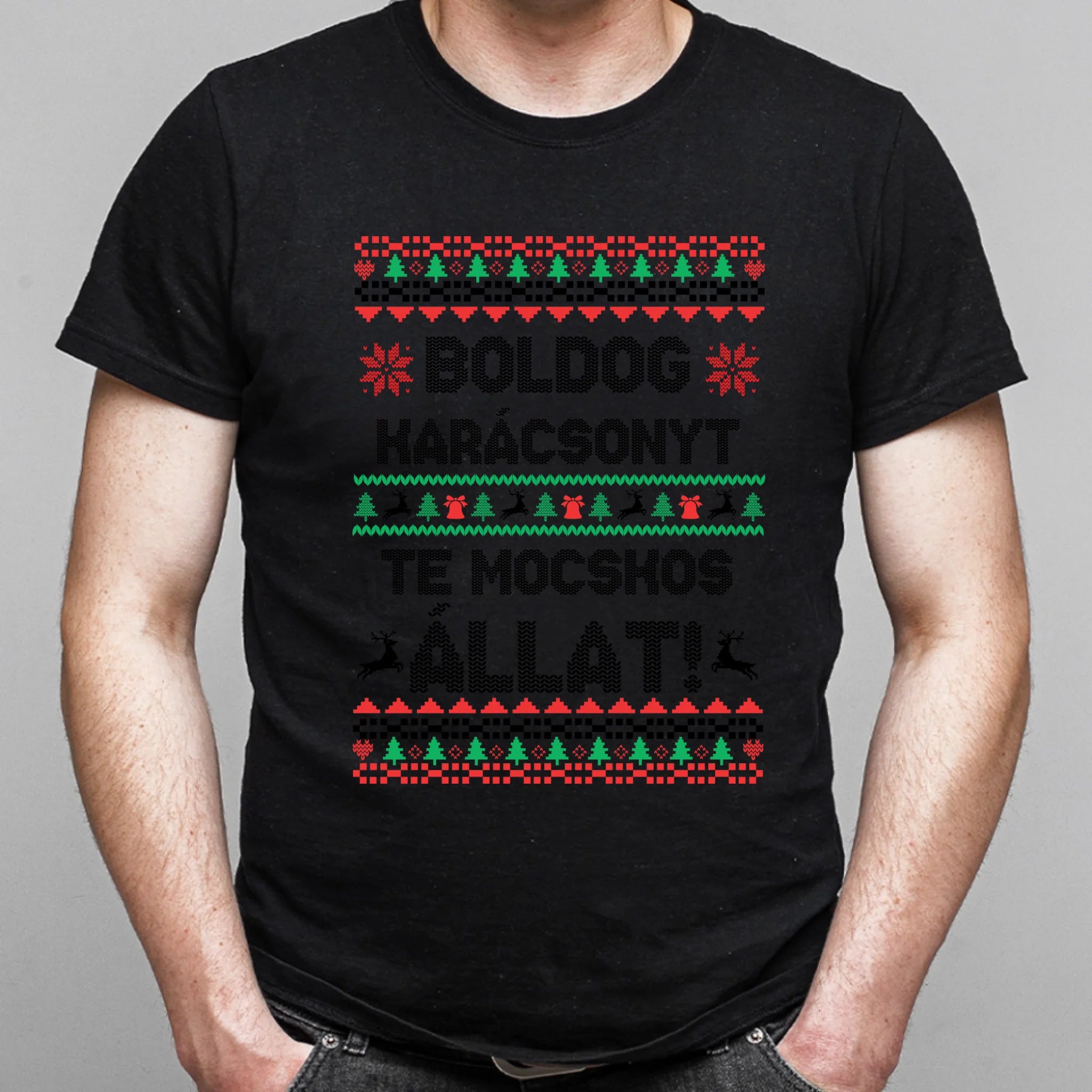 Boldog Karácsonyt te mocskos állat - vicces karácsonyi férfi póló