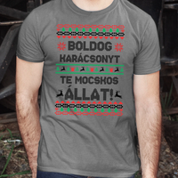 Boldog Karácsonyt te mocskos állat - vicces karácsonyi férfi póló