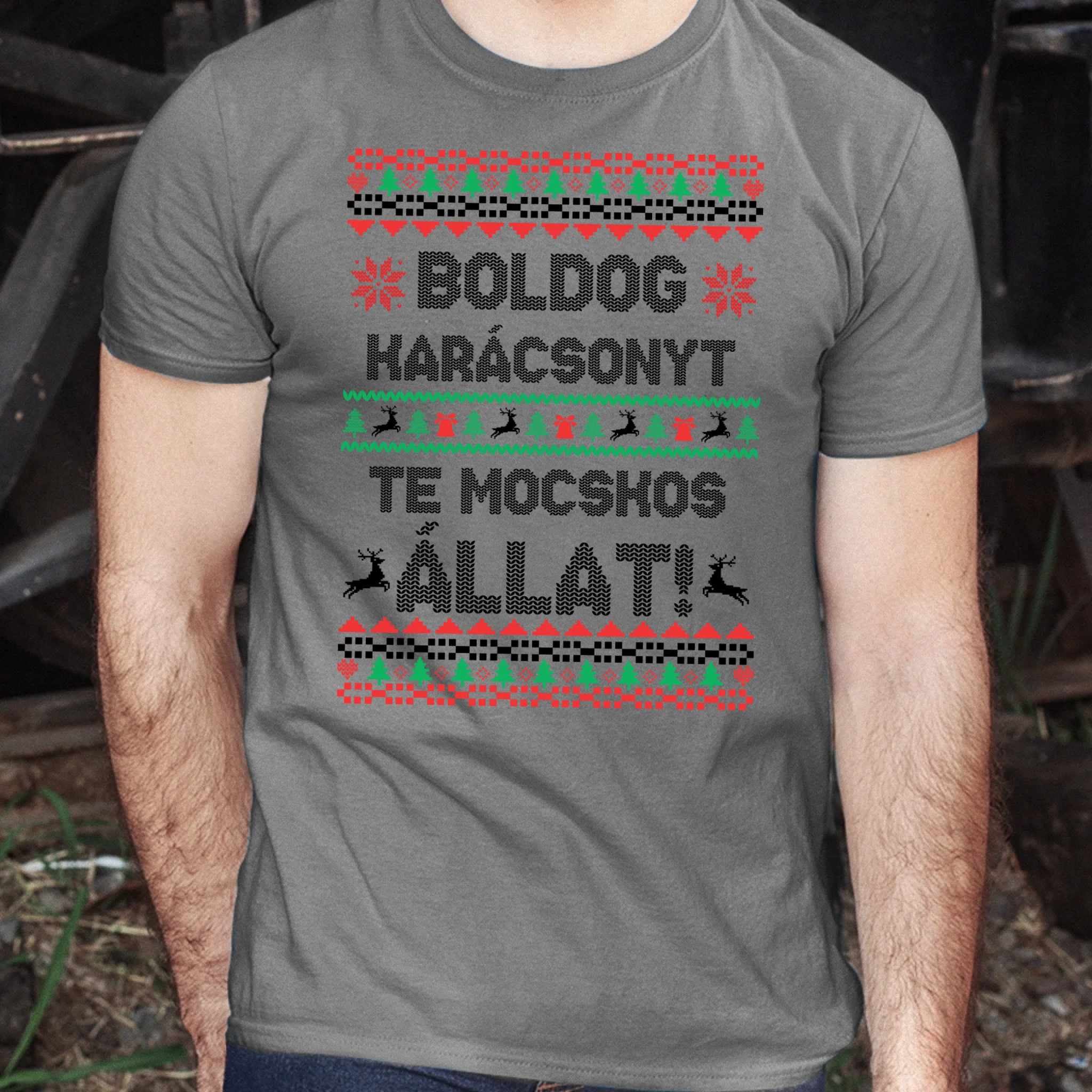 Boldog Karácsonyt te mocskos állat - vicces karácsonyi férfi póló