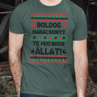 Boldog Karácsonyt te mocskos állat - vicces karácsonyi férfi póló