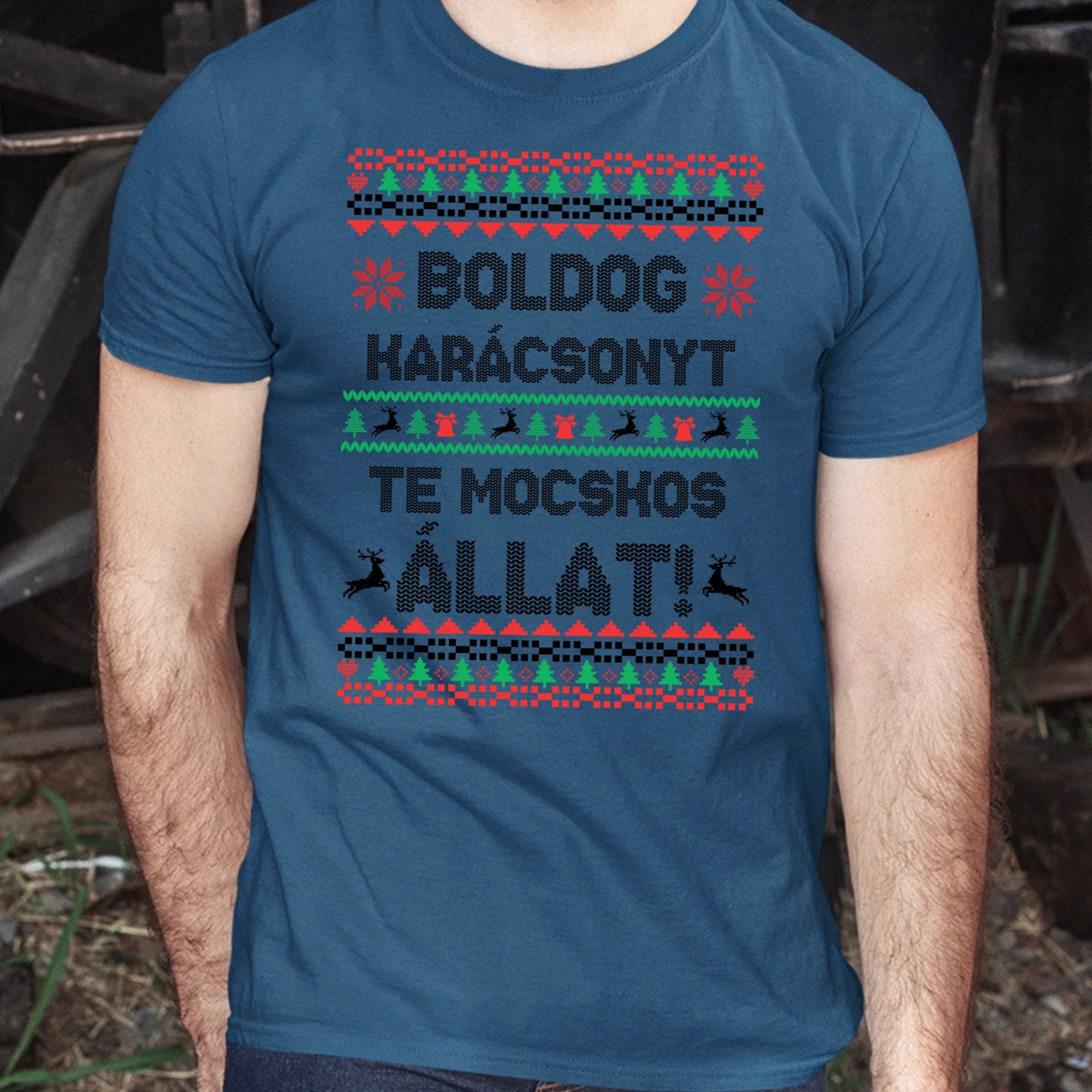 Boldog Karácsonyt te mocskos állat - vicces karácsonyi férfi póló