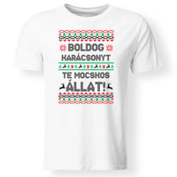 Boldog Karácsonyt te mocskos állat - vicces karácsonyi férfi póló