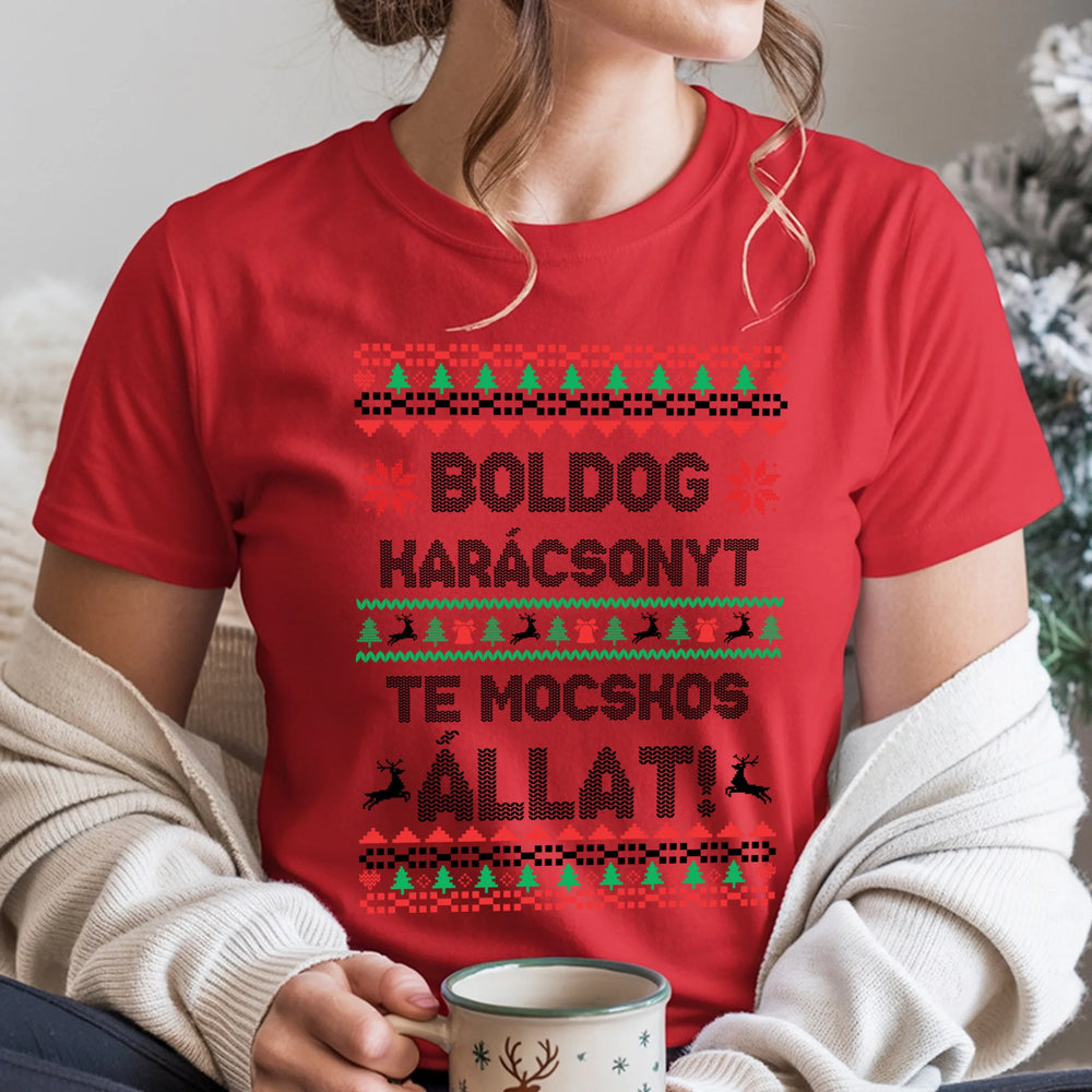 Boldog Karácsonyt te mocskos állat - vicces karácsonyi női póló