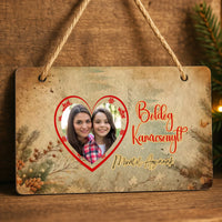 Karácsonyi ajándék dísztábla saját fotóval és felirattal a család minden tagjának