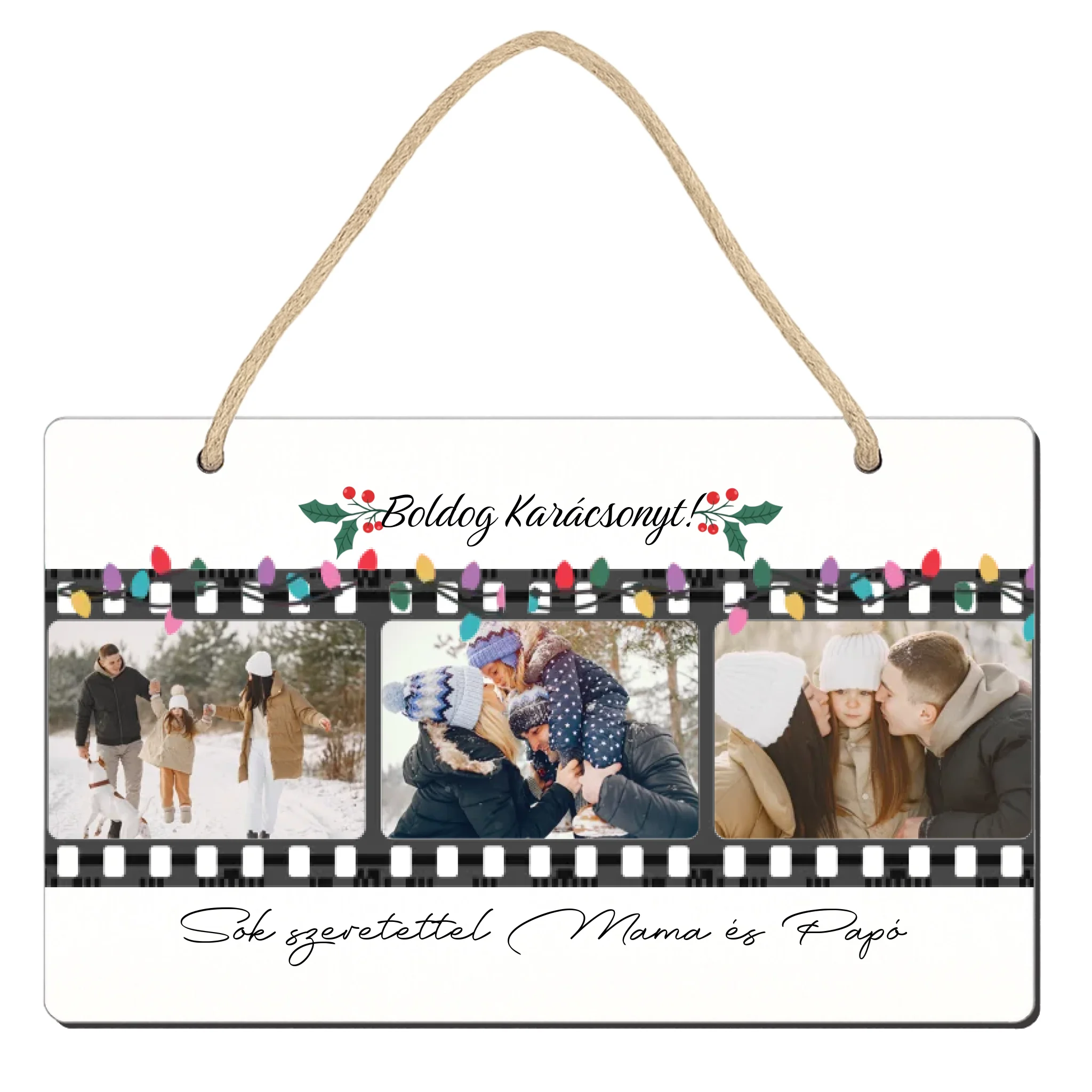 Karácsonyi dísztábla - egyedi képes ajándék karácsonyi tábla felirattal