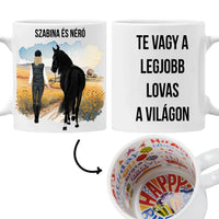 Egyedi lovas bögre nőknek névvel