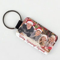 Fényképes karácsonyi ajándék bőr kulcstartó saját fotóval és névvel
