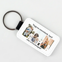 Ajándék Apának - Egyedi képes Apa szeretünk bőrkulcstartó